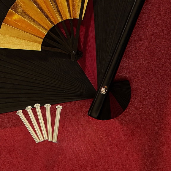 KALLORY Folding Fan Shaft Repair Kit with Golden Metal Rivets and Nuts, 5 Sets Replacement Parts