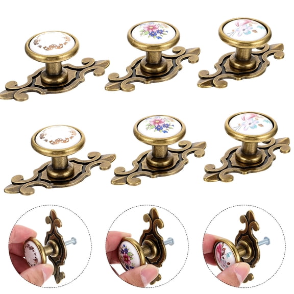 KALLORY Modern Flower Cabinet Knobs Multi Color 6Pcs 1.2x1.2in