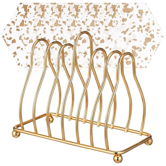 KALLORY 6Pcs Clear Acrylic Hexagon Coasters with Gold Foil Stylish Coaster Set for Drinks