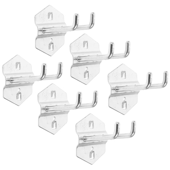 KALLORY  6 Pcs Pegboard Tool Hooks Heavy Duty for Hanging Office Silver