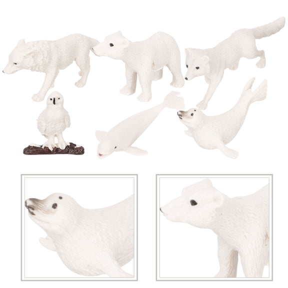 KALLORY Miniature Animal Figurines White Plastic Educational Toys for Kids 6Pcs 1.77X1.18X0.59in