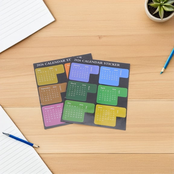 KALLORY 6Pcs Self Adhesive Calendar Tabs for Notebooks 2026 Monthly Schedule Label Stickers