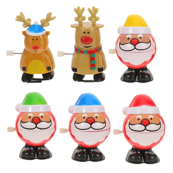 KALLORY 6pcs Christmas Wind Up Toys - Holiday Stocking Stuffers, Bag Fillers, Clockwork Playthings for Xmas Celebration