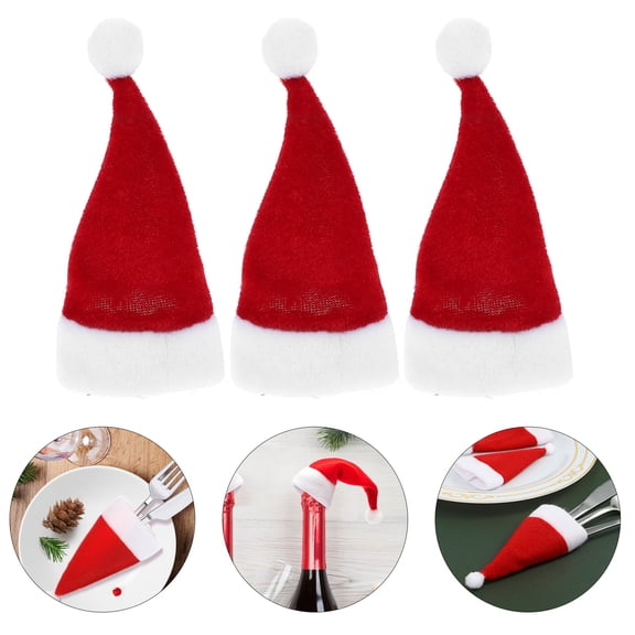 KALLORY 6-Pack Christmas Wine Bottle Caps in Red and White for Holiday Table Settings and Party Decorations