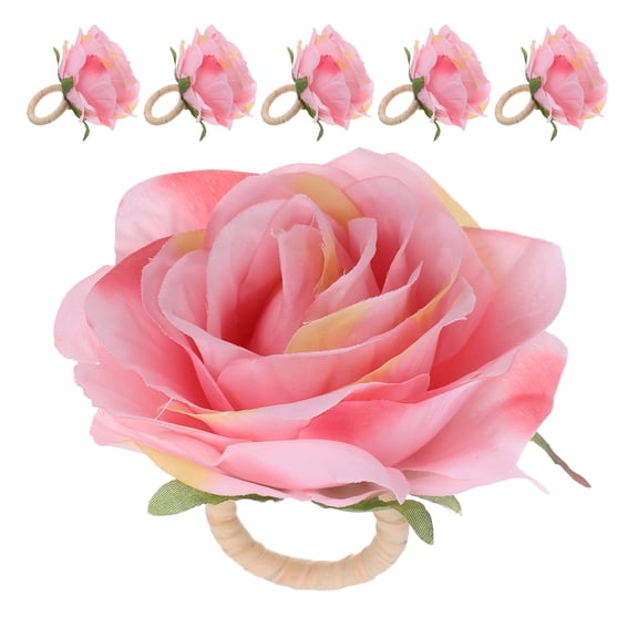 KALLORY Rose Napkin Set of 4 Elegant Silk Fabric and Plastic Table Decor Accessories for Dining and Special Occasions