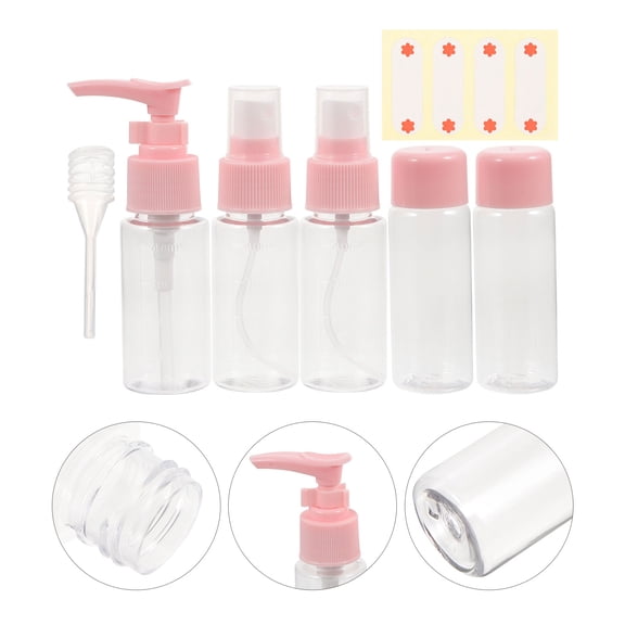 KALLORY 7Pcs Pearlescent Pink Travel Bottles Easy to Squeeze and Clean for Women on the Go