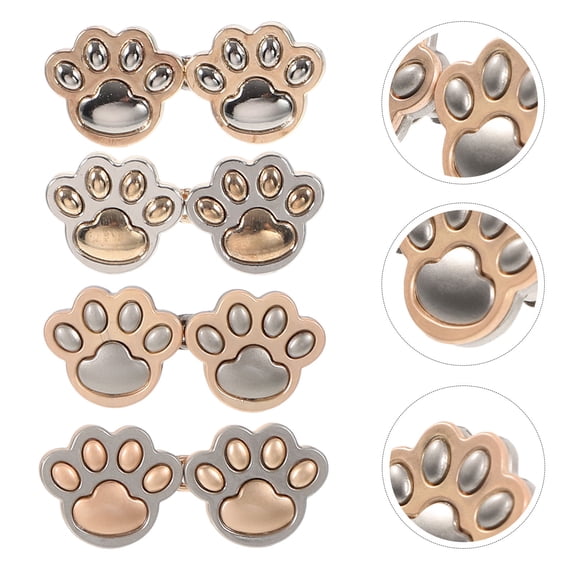 KALLORY 8 Pairs Metal Jeans Buttons Replacement Set for Pants Waist Tightening, Decorative Cat Paw Design Accessories