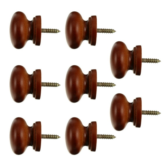 KALLORY Self-Tapping Cabinet Knob Coffee Wood 8Pcs 1.5X1.3X1.3In