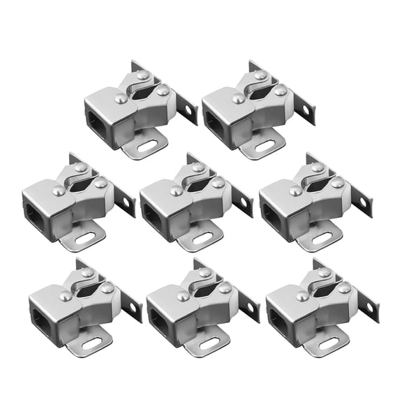 KALLORY 8 Pcs Double Door Cabinet Hide Spring Buckle Baby 3.20X2.70X1.25CM Silver