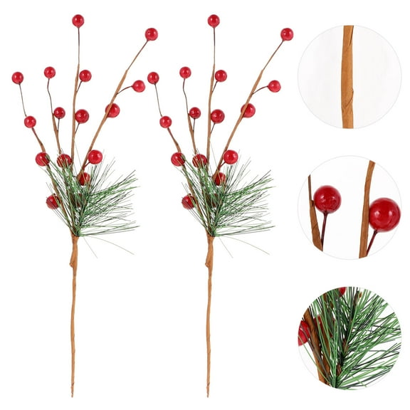 KALLORY 8-Piece Artificial Red Berry Picks Christmas Decor with Natural Colors for Home Holiday Decoration