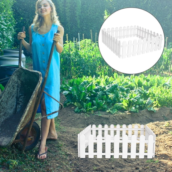 KALLORY 8-Piece White Garden Edging Set for Outdoor Landscaping, Yard Borders, and Decorative Lawn Design