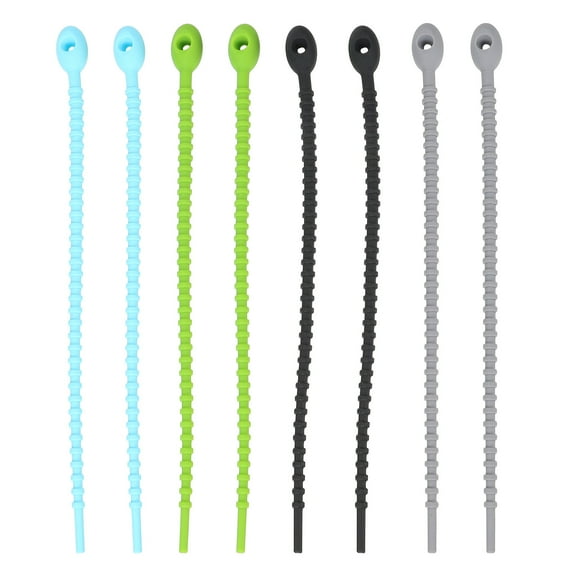 KALLORY Assorted Color Flexible Silicone Ties for Kitchen Organization, Cable Management and Home Use