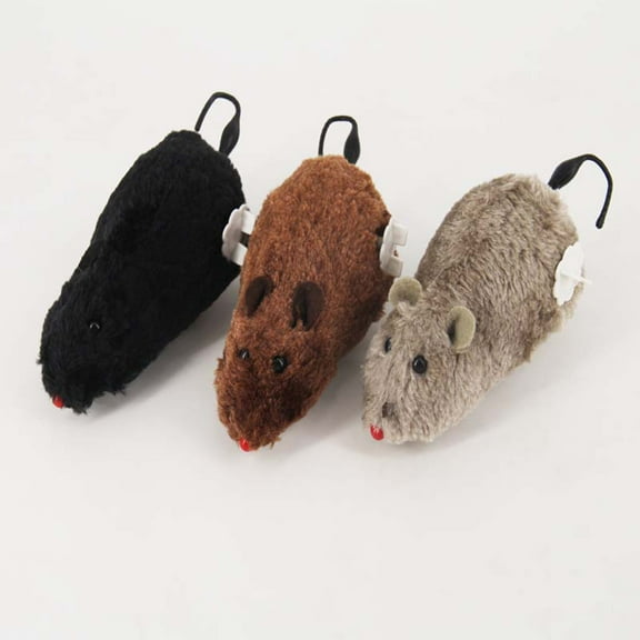 KALLORY 8pcs Lifelike Mouse Pet Clockwork Toys Plush Adorable Mice Model Wind-up Toys Cat Rat Toy (Random Color)