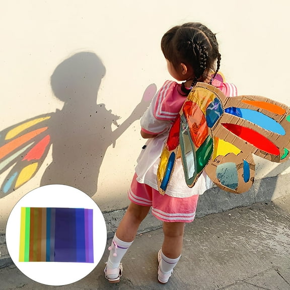 KALLORY 9-Pack Assorted Color Cellophane Wrapping Sheets for Crafts, Wrapping, Art Projects, Rectangular Transparent Paper