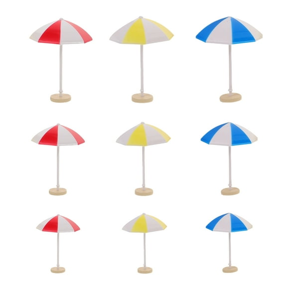 KALLORY 9pcs Mini Parasol Umbrella Set - Miniature Umbrella Cake Toppers for Dollhouse, , Craft Projects, Outdoor Decor