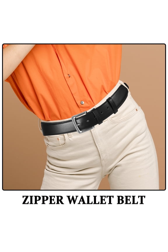 Travel Money Belt for Men Black PU Adjustable Waistband with Hidden Storage Pockets Secure and Lightweight