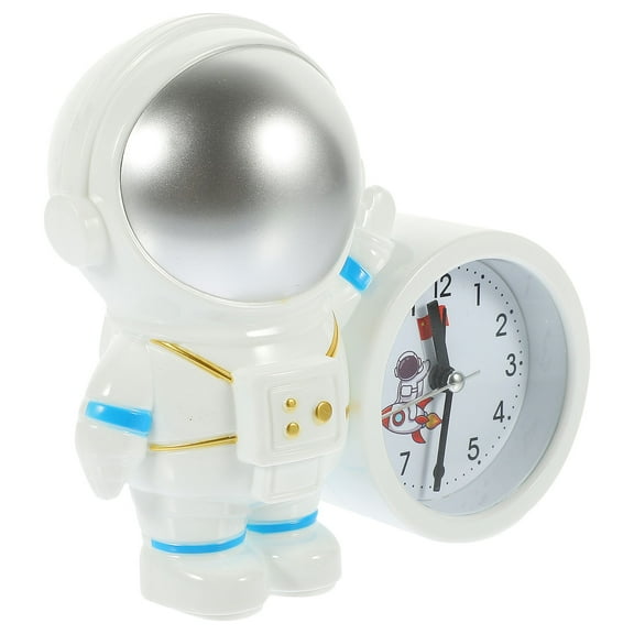 KALLORY Chic Astronaut Clock Adorable Alarm Home Decor Silver Plastic
