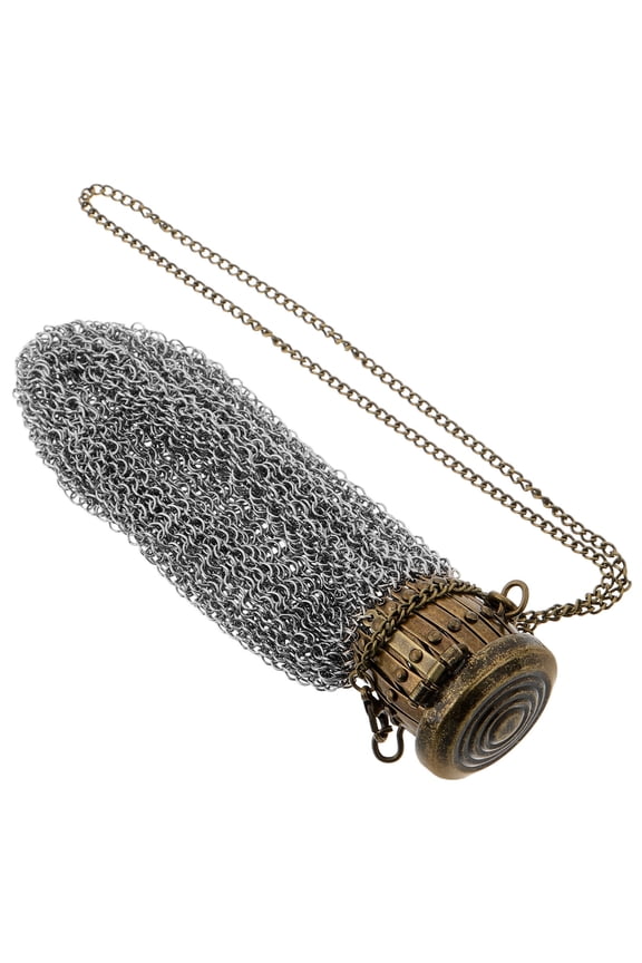 Classic Retro Coin Storage Bag with Gate Top Lid and Durable Stainless Steel Mesh