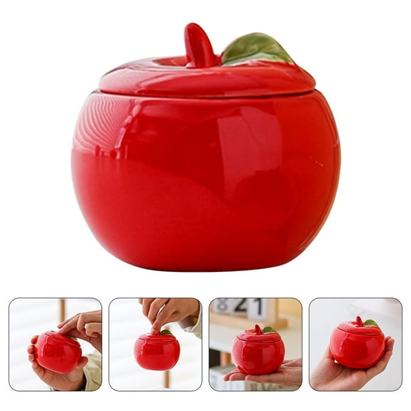 KALLORY Red Ceramic Tea Canister with Airtight Lid for Loose Leaf Storage
