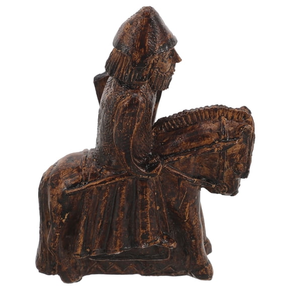 KALLORY Dark Brown Resin Knight Statue Creative Home Office Decor Easter Style
