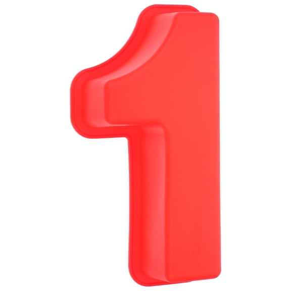 KALLORY Large Red Silicone Number Cake Pan Mold for Baking Birthday and Celebration Cakes
