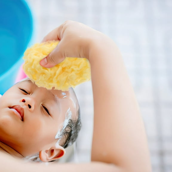 KALLORY  Yellow Seaweed Bath Sponge, Soft and Gentle for Newborns 1Pc