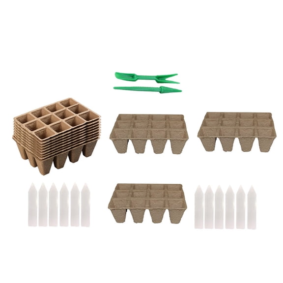 KALLORY Planting Containers 1 Set Breathable Paper Pulp 12Grid 16.2X4.7In