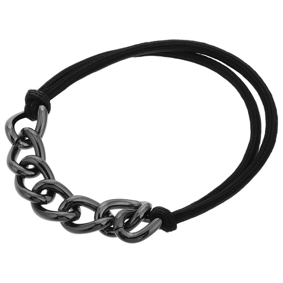 KALLORY Black Metal Chain Hair Tie Elastic Bracelet Ponytail Holder for Thick Curly Hair Accessories