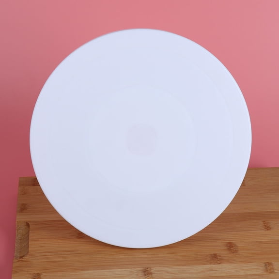 KALLORY Cake Rotating Stand 1Pack Non-slip Degrees Rotation Round White PP for Bakers