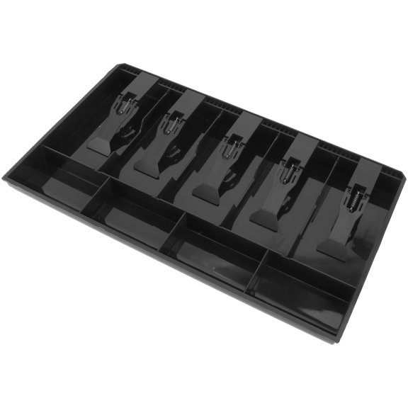 KALLORY Black Cash Register Money Drawer Insert Tray, Secure Cash Drawer Organizer with Multiple Compartments, 1 Set
