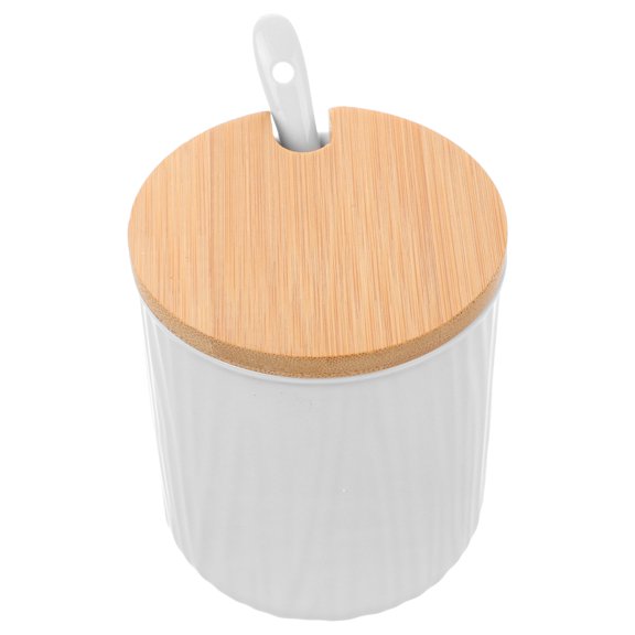 KALLORY Ceramic Seasoning Bowl with Lid and Spoon for Home 300ML