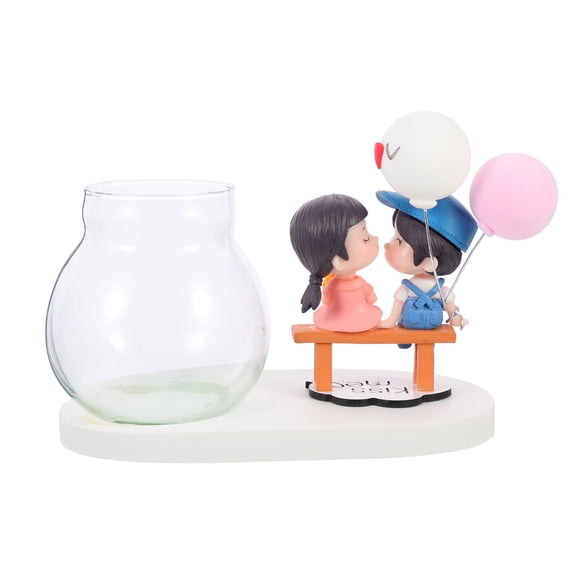 KALLORY Couple Design Vases Resin Craft Decor Home Vase Decoration 1 Set 4in Mouth Diameter