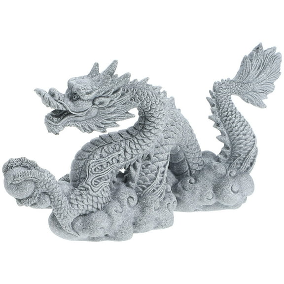 KALLORY Sandstone Craft Dragon Figurine for Tabletop Garden Decoration Grey