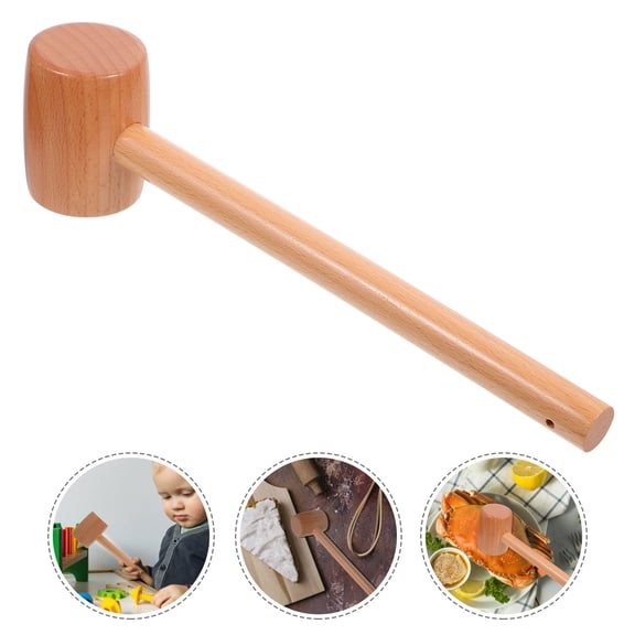 KALLORY Chocolate Wooden Hammer with Ergonomic Handle for Seafood Cracking and Crafting, Made of Synthetic Material, Ideal for Home Use