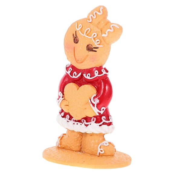 KALLORY Gingerbread Man Resin Figurine Holiday Home Decoration Multi-Color 1 Piece Festive Ornament