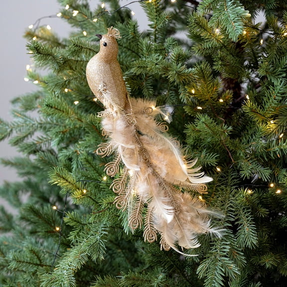 KALLORY Christmas Peacock Ornament - Realistic Hanging Bird Decoration for Xmas Tree, Holiday Decor, Festive Home Display Props