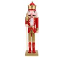 thumbnail image 1 of KALLORY Christmas Soldier Decor: 38cm Tall Wooden Nutcracker Puppet Figure - Classic Red New Year Figurine for Windowsill Festive Table Centerpieces, 1 of 10