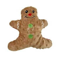 KALLORY Christmas Squeaky Dog Toy Plush Gingerbread Man Chew Toy for Puppies and Small to Medium Dogs Holiday
