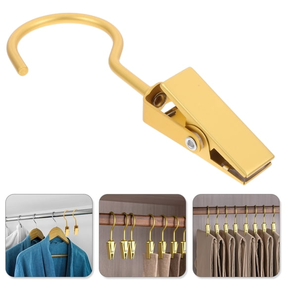 KALLORY Clip Hangers Wardrobe Closet Clothes for Trousers Man Travel Golden