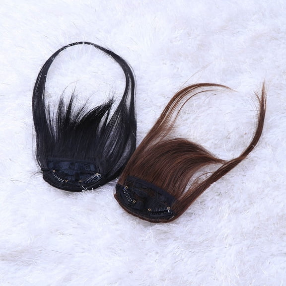 KALLORY Clip On Bangs Hair 2Pcs Air Fringe Hair Piece Adjustable Clips For Women Girls Party Black