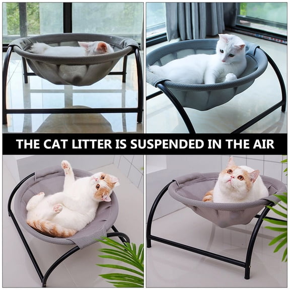 KALLORY Comfortable Grey Elevated Dog Bed with Breathable Mesh and Sturdy Four Iron Legs