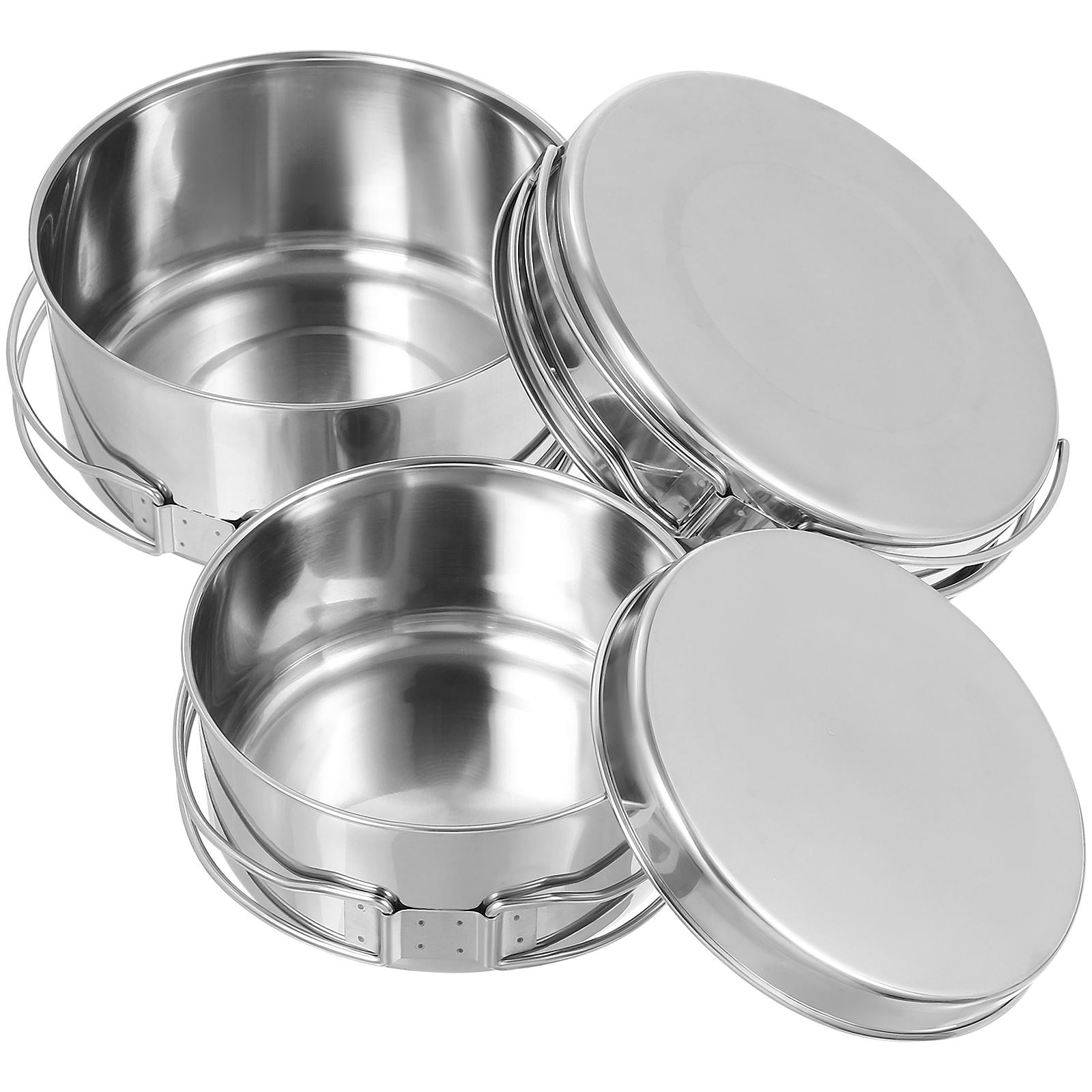 KALLORY 4-Piece Cooking Pot and Pan Set Stackable Lightweight Design for Camping and Kitchen Use