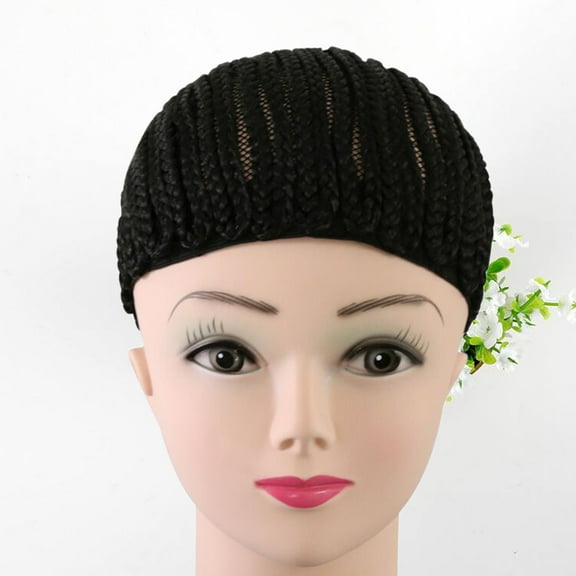 KALLORY Crochet Net Cap Hair Black Polyester Wig Cap for Braiding Wigs 1Pack
