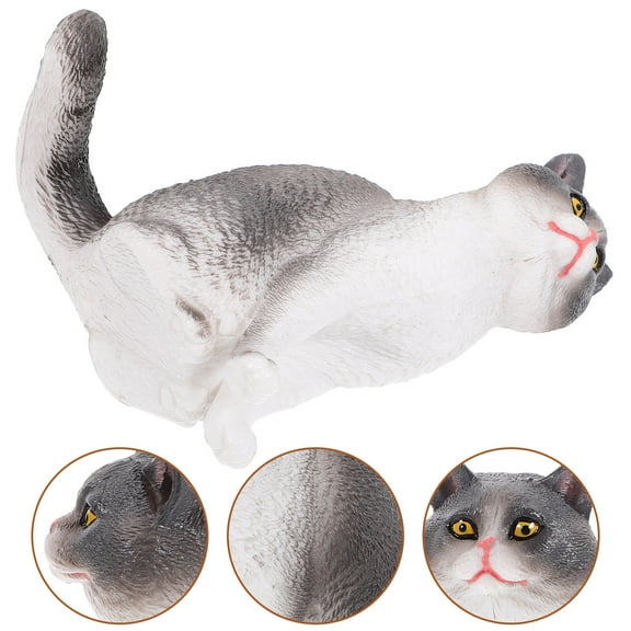 KALLORY Grey Plastic Cat Garden Statue Outdoor Lawn Decor Decorative Figurine for Yard Patio