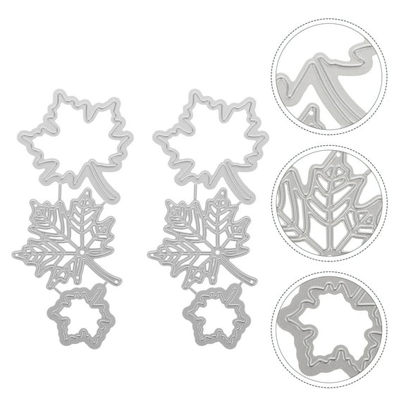 KALLORY Metal Embossing Templates Paper Crafts Maple Leaf Design 2 Sets 4.7In