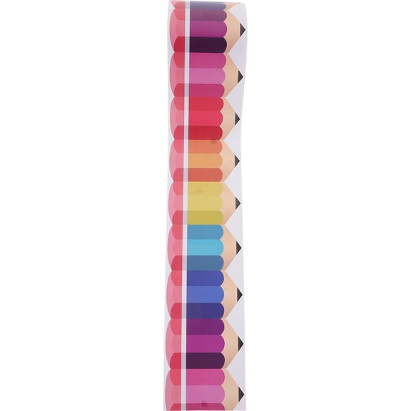 KALLORY DIY Decor Bulletin Board Strips Multi Color Border Paper for School Decoration 1 Set 7.86X2.75X0.39in