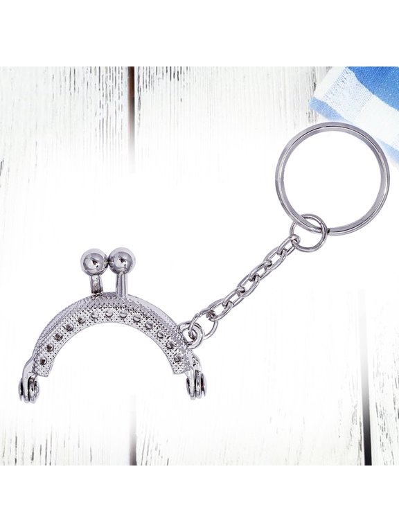 Clutch Bag Frame Key Chains with Semicircle Pendant Plated Silver Metal Purse Frame Handle for Handbag Accessories