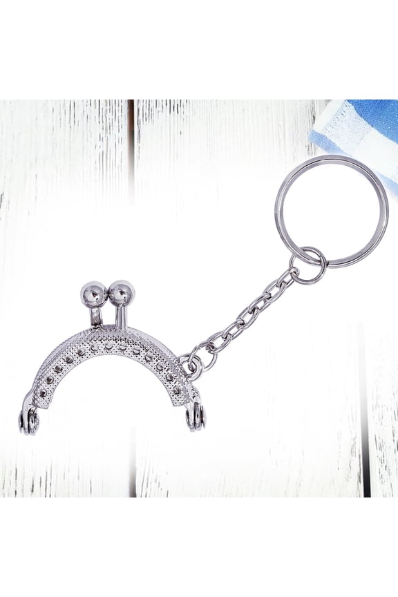 Clutch Bag Frame Key Chains with Semicircle Pendant Plated Silver Metal Purse Frame Handle for Handbag Accessories