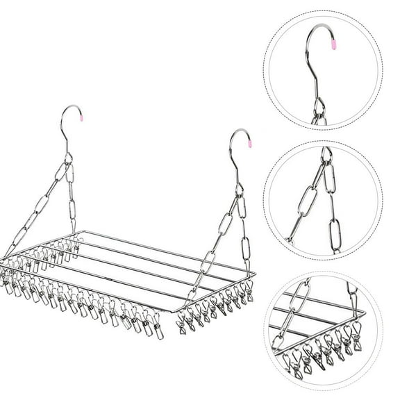 KALLORY Drying Rack 1Pc 40x25cm Silver Stainless Steel for Clothes Racks Socks Drying Towels Drying Indoor Use