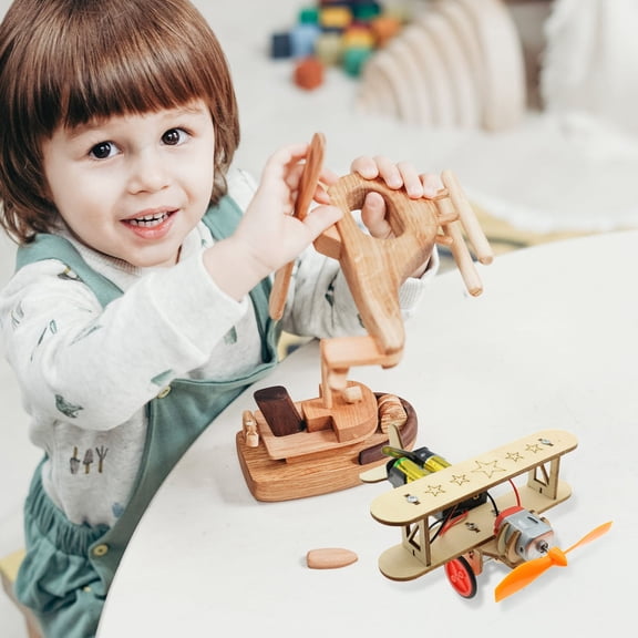 KALLORY DIY Wooden Glide Aircraft Model Toy for Kids Playing Educational Fun Assorted Color